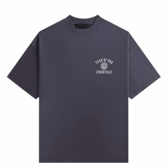 NWT Men’s Size Small Fear Of God Essentials Oversized Logo Print Tee In Marine - Picture 2 of 12